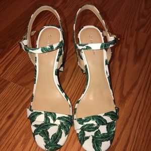 TROPICAL LEAF SANDAL HIGH HEELS